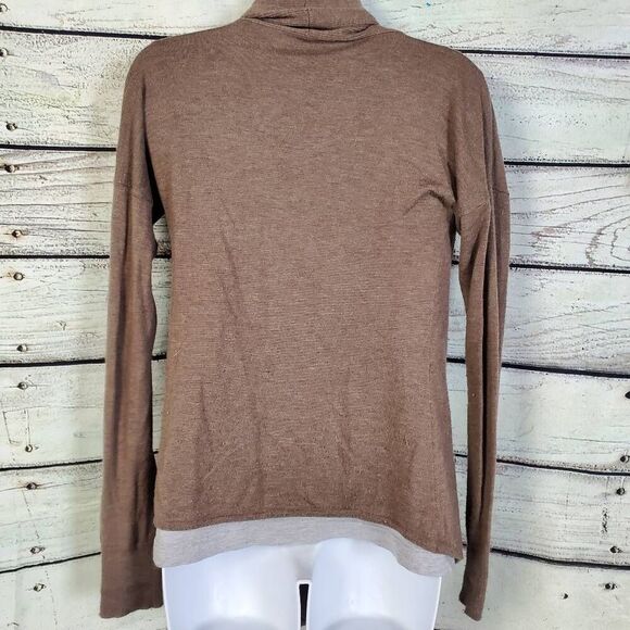 Express Women’s Brown Open Front Cardigan Sweater Small Rayon Cashmere Blend Dra - Picture 5 of 7